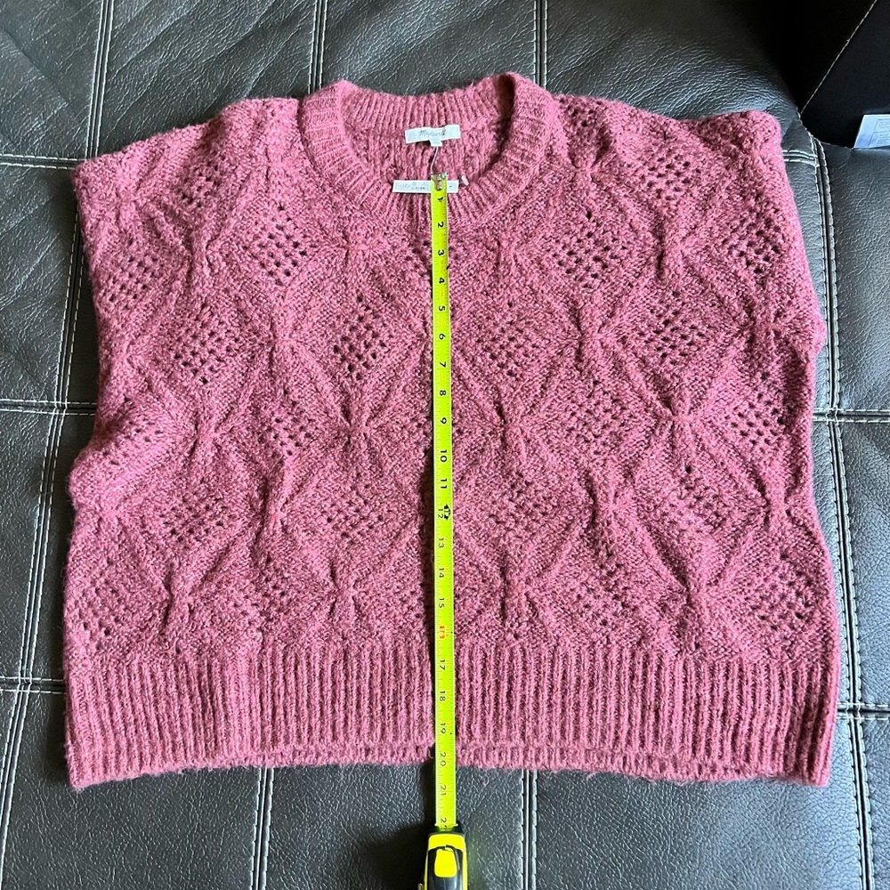 Madewell Sweater Cayden Pointelle Balloon-Sleeve Pullover NWT $128 Wool Blend